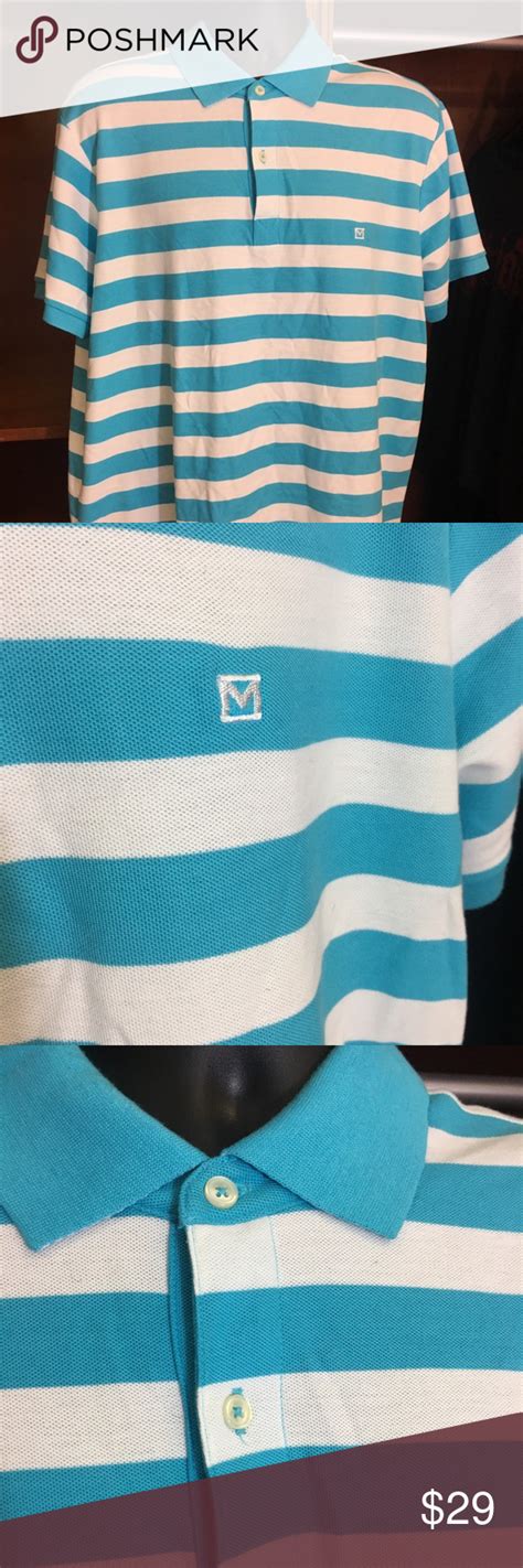 michael kors tide blue striped polo top